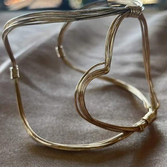 Local Artisan Gold Cuff Bracelet Heart Shape Handmade Valentine’s Day Gift Ready - Picture 4 of 8